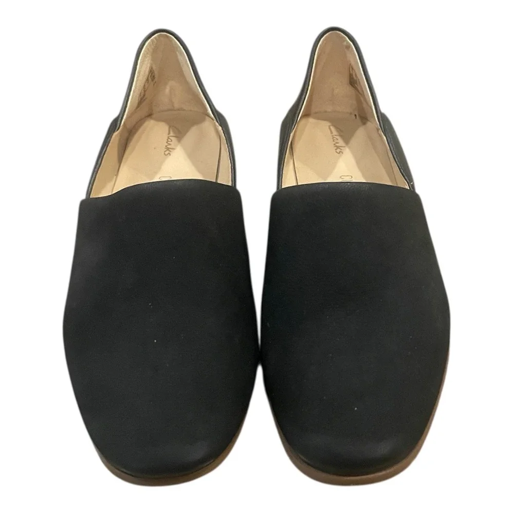 Clarks Black Suede Leather Slip On Loafer‎ Flats Women Size 6.5 M